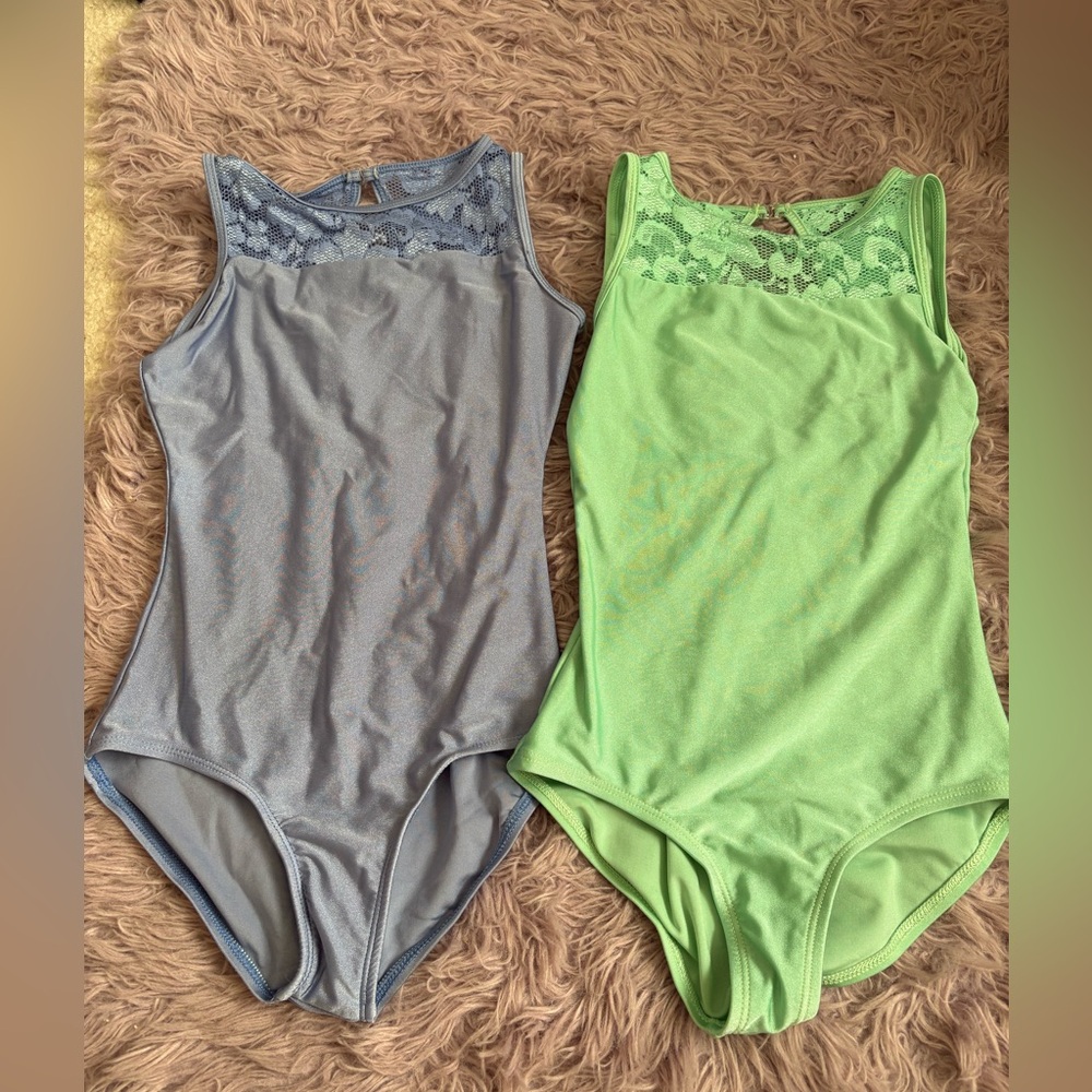 Set of Two Lace Detail Leotards